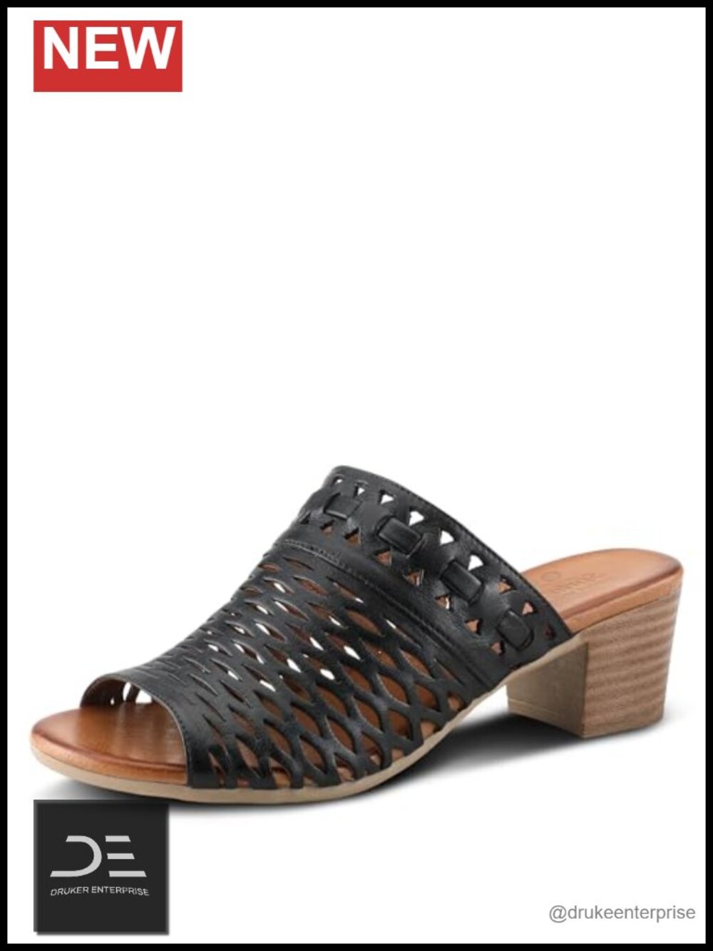 Leather Slide Sandals Slip-On Comfortable High Heel Ankle Strap